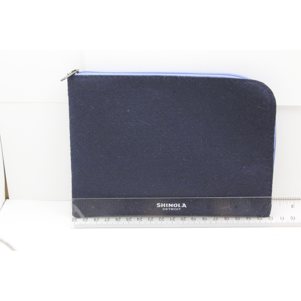 Shinola Detroit Navy Blue Felt L-Zip Accessory Pouch Organizer Case‎ 7.5x5.5